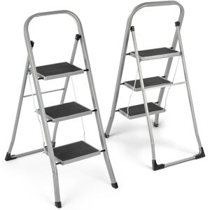 Vivo (Grey) 3 Step Ladder Portable Compact Folding Metal Non Slip Stool Heavy Duty St Vivo (Grey) 3 Step Ladder Portable Compact Folding Metal Non Slip Stool Heavy Duty St