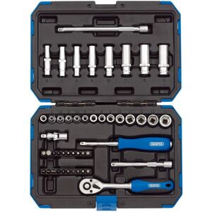 Draper 1/4" 47 Piece Square Drive Metric Socket Set Micrometre Reversible Hand Draper 1/4" 47 Piece Square Drive Metric Socket Set Micrometre Reversible Hand