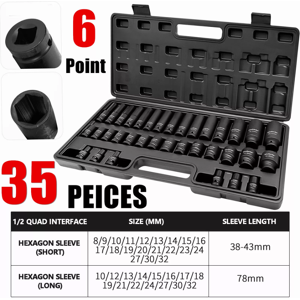 Unbranded 35x 6 Point Wall Deep Impact Socket Set 1/2"drive Metric 8-32MM w/Case Unbranded 35x 6 Point Wall Deep Impact Socket Set 1/2"drive Metric 8-32MM w/Case