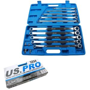 US PRO 10pc Extra Long Double Ring Single Gear Ratchet Spanner Set US PRO 10pc Extra Long Double Ring Single Gear Ratchet Spanner Set