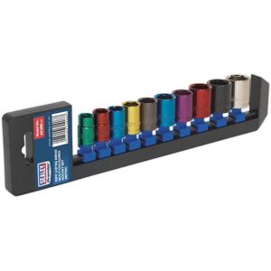 Sealey Ak285 Multi-Coloured Socket Set 10Pc 3/8Sq Drive 6Pt Walldrive Metric Sealey Ak285 Multi-Coloured Socket Set 10Pc 3/8Sq Drive 6Pt Walldrive Metric