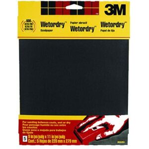 3M Wetordry Sandpaper 5 Sheets 9 in x 11 in 220 Grit Very Fine Use for Wet 3M Wetordry Sandpaper 5 Sheets 9 in x 11 in 220 Grit Very Fine Use for Wet