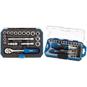 Draper 18 Piece Metric Socket Set with Ratchet Tool & Case - 3/8" Square Drive - Draper 18 Piece Metric Socket Set with Ratchet Tool & Case - 3/8" Square Drive -