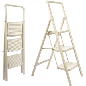 Unbranded Heavy Duty 3 Step Folding Ladder with Handrail White Unbranded Heavy Duty 3 Step Folding Ladder with Handrail White