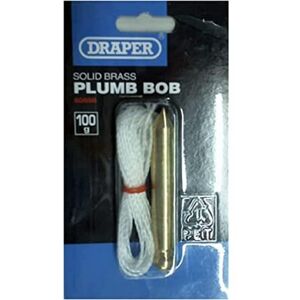 Draper 60698 Expert Brass Plumb Bob with 5m Nylon Line, 100g , Blue Draper 60698 Expert Brass Plumb Bob with 5m Nylon Line, 100g , Blue