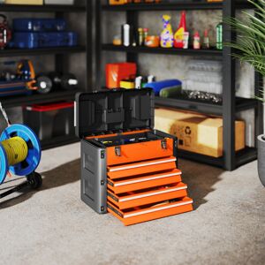 Homcom 4 Drawers Large Tool Box - Orange - Toolbox Homcom 4 Drawers Large Tool Box - Orange - Toolbox