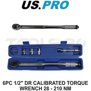 US PRO Tools 1/2" Dr Calibrated Torque Wrench Set 28–210Nm with Sockets 6928 US PRO Tools 1/2" Dr Calibrated Torque Wrench Set 28–210Nm with Sockets 6928