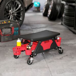 HOMCOM Rolling Mechanic Stool, 135kg Capacity Workshop Stool, Red HOMCOM Rolling Mechanic Stool, 135kg Capacity Workshop Stool, Red