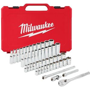 Milwaukee Electric Tools MLW48-22-9004 1/4In Ratchet & Socket Set - SAE & Metric Milwaukee Electric Tools MLW48-22-9004 1/4In Ratchet & Socket Set - SAE & Metric