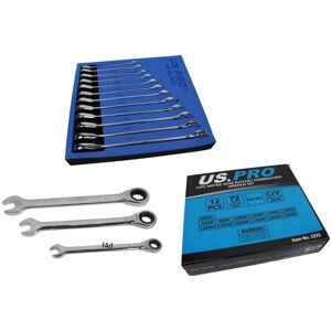 US PRO 12pc Metric Gear Ratchet Combination Spanner Wrench Set 8-19mm US PRO 12pc Metric Gear Ratchet Combination Spanner Wrench Set 8-19mm