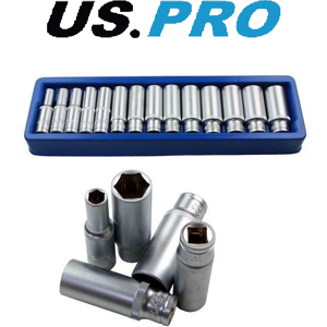 US PRO Tools 14pc 3/8" Dr Deep Metric Sockets Satin Finish 8 - 21mm 1493 US PRO Tools 14pc 3/8" Dr Deep Metric Sockets Satin Finish 8 - 21mm 1493