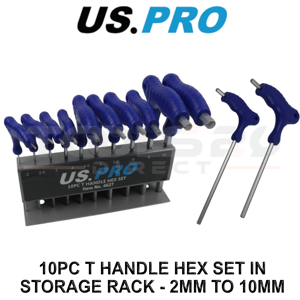 US PRO Tools 10pc T Handle Hex Key Set 2-10mm with Storage Rack 4627 US PRO Tools 10pc T Handle Hex Key Set 2-10mm with Storage Rack 4627