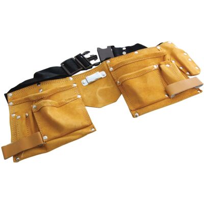 Am-Tech Leather Tool Belt - Pouch for Carpenters - Adjustable - 11 Pockets Am-Tech Leather Tool Belt - Pouch for Carpenters - Adjustable - 11 Pockets
