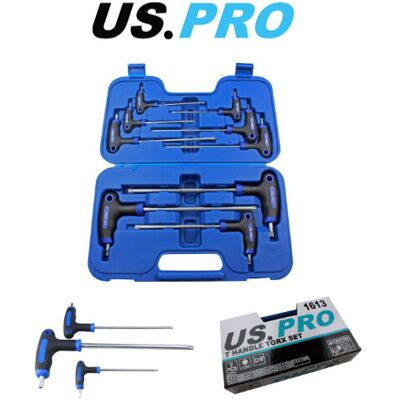 US PRO 9pc T10 - T50 T Handle Torx Star Key Set 1613 US PRO 9pc T10 - T50 T Handle Torx Star Key Set 1613