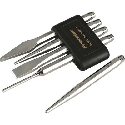Loops 5 Piece PREMIUM Punch & Chisel Set - Hardened & Tempered - Chromed Steel Loops 5 Piece PREMIUM Punch & Chisel Set - Hardened & Tempered - Chromed Steel