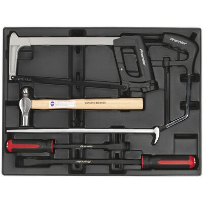Loops 6 Pc PREMIUM Pry Bar Hammer & Hacksaw Set with Modular Tool Tray - Tool Storage Loops 6 Pc PREMIUM Pry Bar Hammer & Hacksaw Set with Modular Tool Tray - Tool Storage