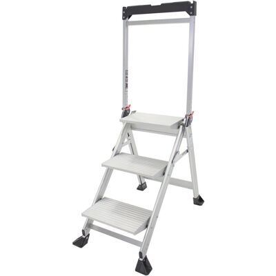 Loops 0.7m Jumbo Folding Step Ladder - Anti Slip Aluminium - 3 Tread Loops 0.7m Jumbo Folding Step Ladder - Anti Slip Aluminium - 3 Tread