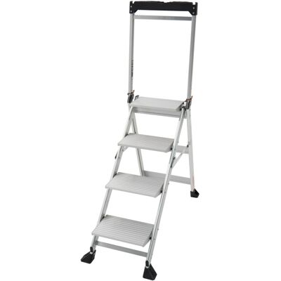 Loops 0.9m PREMIUM JUMBO Folding Step Ladders 4 Tread Anti Slip Aluminium Safety Steps Loops 0.9m PREMIUM JUMBO Folding Step Ladders 4 Tread Anti Slip Aluminium Safety Steps