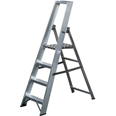 Loops 0.8m Aluminium Platform Step Ladders 4 Tread Home DIY Lightweight Metal Steps Loops 0.8m Aluminium Platform Step Ladders 4 Tread Home DIY Lightweight Metal Steps