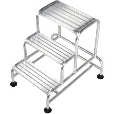 Loops 750mm Tall Stable Steps Sturdy Aluminium Frame 500mm Wide 3 Tread Step Ladder Loops 750mm Tall Stable Steps Sturdy Aluminium Frame 500mm Wide 3 Tread Step Ladder