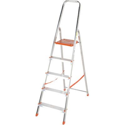Loops 1.1m Lightweight Aluminium Platform Step Ladders 5 Tread Anti Slip DIY Steps Loops 1.1m Lightweight Aluminium Platform Step Ladders 5 Tread Anti Slip DIY Steps