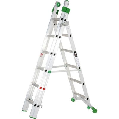 Loops PREMIUM 18 Tread Combination Ladder - 3-Section Extension & Stairwell Loops PREMIUM 18 Tread Combination Ladder - 3-Section Extension & Stairwell