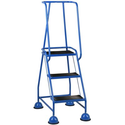 Loops 3 Tread Mobile Warehouse Steps BLUE 1.43m Portable Safety Ladder & Wheels Loops 3 Tread Mobile Warehouse Steps BLUE 1.43m Portable Safety Ladder & Wheels