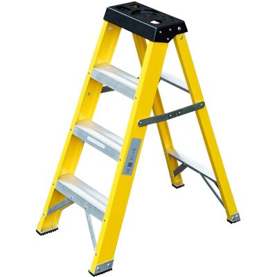 Loops 0.8m FIBREGLASS Swingback Step Ladders 4 Tread Professional Lightweight Steps Loops 0.8m FIBREGLASS Swingback Step Ladders 4 Tread Professional Lightweight Steps