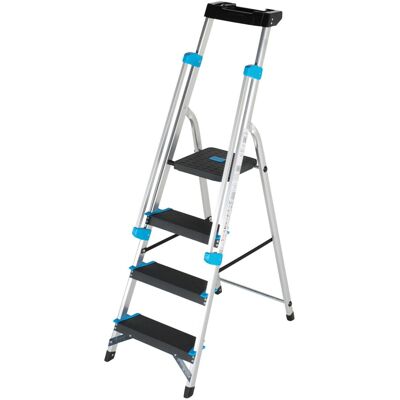 Loops 0.8m XL Platform Step Ladders 4 Tread Anti Slip Steps & Tool Tray Aluminium Loops 0.8m XL Platform Step Ladders 4 Tread Anti Slip Steps & Tool Tray Aluminium