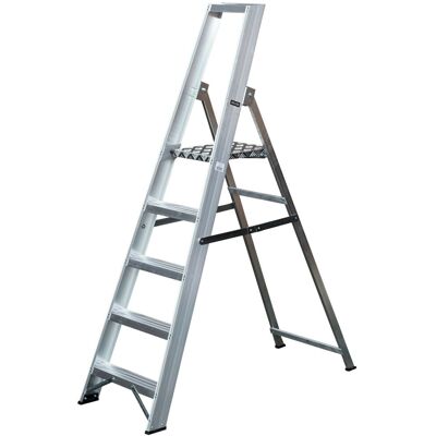 Loops 1.1m Aluminium Platform Step Ladders 5 Tread Home DIY Lightweight Metal Steps Loops 1.1m Aluminium Platform Step Ladders 5 Tread Home DIY Lightweight Metal Steps