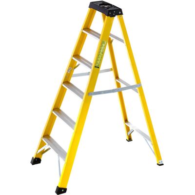 Loops 1.1m FIBREGLASS Swingback Step Ladders 6 Tread Professional Lightweight Steps Loops 1.1m FIBREGLASS Swingback Step Ladders 6 Tread Professional Lightweight Steps