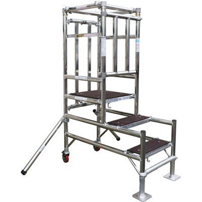 Loops 4 Tread Mobile Telescopic Podium Step Ladder 1.2m Tall Work Platform Safety Cage Loops 4 Tread Mobile Telescopic Podium Step Ladder 1.2m Tall Work Platform Safety Cage