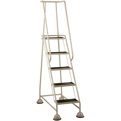 Loops 5 Tread Mobile Warehouse Steps BEIGE 1.94m Portable Safety Ladder & Wheels Loops 5 Tread Mobile Warehouse Steps BEIGE 1.94m Portable Safety Ladder & Wheels