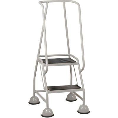 Loops 2 Tread Mobile Warehouse Steps GREY 1.19m Portable Safety Ladder & Wheels Loops 2 Tread Mobile Warehouse Steps GREY 1.19m Portable Safety Ladder & Wheels
