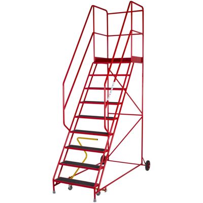 Loops 9 Tread HEAVY DUTY Mobile Warehouse Stairs Anti Slip Steps 3.03m Safety Ladder Loops 9 Tread HEAVY DUTY Mobile Warehouse Stairs Anti Slip Steps 3.03m Safety Ladder