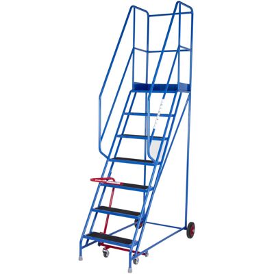 Loops 7 Tread Mobile Warehouse Stairs Anti Slip Steps 2.75m Portable Safety Ladder Loops 7 Tread Mobile Warehouse Stairs Anti Slip Steps 2.75m Portable Safety Ladder
