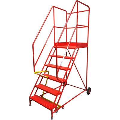 Loops 6 Tread HEAVY DUTY Mobile Warehouse Stairs Punched Steps 2.35m Safety Ladder Loops 6 Tread HEAVY DUTY Mobile Warehouse Stairs Punched Steps 2.35m Safety Ladder