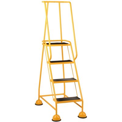 Loops 4 Tread Mobile Warehouse Steps YELLOW 1.68m Portable Safety Ladder & Wheels Loops 4 Tread Mobile Warehouse Steps YELLOW 1.68m Portable Safety Ladder & Wheels