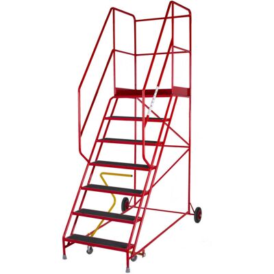 Loops 7 Tread HEAVY DUTY Mobile Warehouse Stairs Anti Slip Steps 2.58m Safety Ladder Loops 7 Tread HEAVY DUTY Mobile Warehouse Stairs Anti Slip Steps 2.58m Safety Ladder
