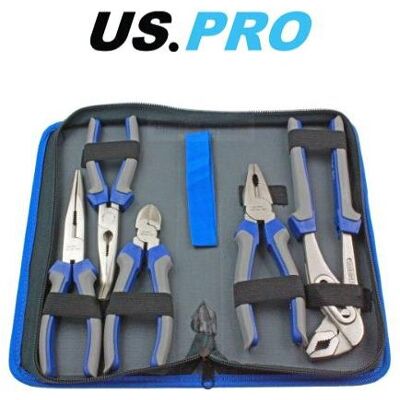 US PRO Tools - 5pc Pliers Set - long nose, bent nose, water pump pliers US PRO Tools - 5pc Pliers Set - long nose, bent nose, water pump pliers