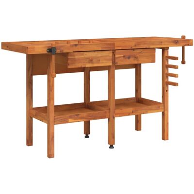 vidaXL Workbench with Drawers and Vices - Solid Wood Acacia - Workshop Craft Table vidaXL Workbench with Drawers and Vices - Solid Wood Acacia - Workshop Craft Table