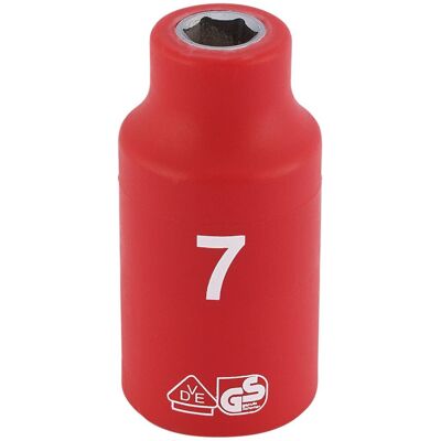 Draper Fully Insulated VDE Socket, 3/8"" Sq. Dr., 7mm Draper Fully Insulated VDE Socket, 3/8"" Sq. Dr., 7mm