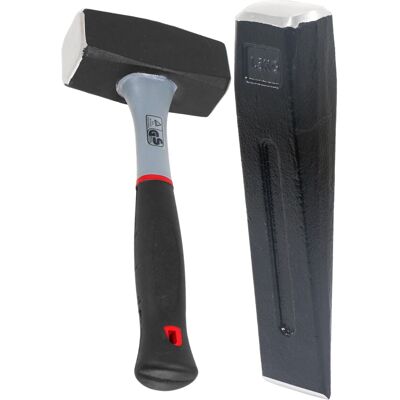 SPARES2GO Log Splitter Lump Hammer 2KG Club Mallet + 1.5KG 8" Chisel Wedge Wood Splitting SPARES2GO Log Splitter Lump Hammer 2KG Club Mallet + 1.5KG 8" Chisel Wedge Wood Splitting