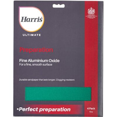 Harris Ultimate Preparation Aluminium Oxide Sandpaper Fine 4Pk Harris Ultimate Preparation Aluminium Oxide Sandpaper Fine 4Pk