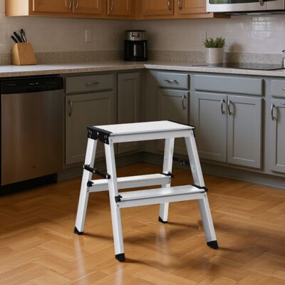 Songmics Ladder, 2 Step Ladder, Aluminium Ladder with 2 Non-Slip Steps, Multi-Purpose, Ma Songmics Ladder, 2 Step Ladder, Aluminium Ladder with 2 Non-Slip Steps, Multi-Purpose, Ma