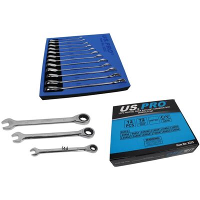 US PRO 12pc Metric Gear Ratchet Combination Spanner Wrench Set 8-19mm US PRO 12pc Metric Gear Ratchet Combination Spanner Wrench Set 8-19mm