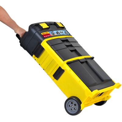 SwitZer 3-in-1 Rolling Toolbox Stackable Tool Box Tilting Bin W/ Handle Yellow SwitZer 3-in-1 Rolling Toolbox Stackable Tool Box Tilting Bin W/ Handle Yellow