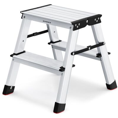 SONGMICS Ladder, 2 Step Ladder, Aluminium Ladder with 2 Non-Slip Steps, Multi-Pu SONGMICS Ladder, 2 Step Ladder, Aluminium Ladder with 2 Non-Slip Steps, Multi-Pu