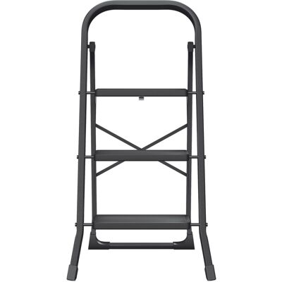 Songmics (Black) 3-Tier Folding Stool, Step Ladder with Safety Lock, for Home Storage Songmics (Black) 3-Tier Folding Stool, Step Ladder with Safety Lock, for Home Storage