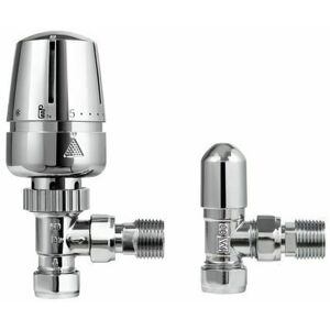 Center 15mm Angled TRV Thermostatic Radiator Valve & Lockshield CHROME Center 15mm Angled TRV Thermostatic Radiator Valve & Lockshield CHROME